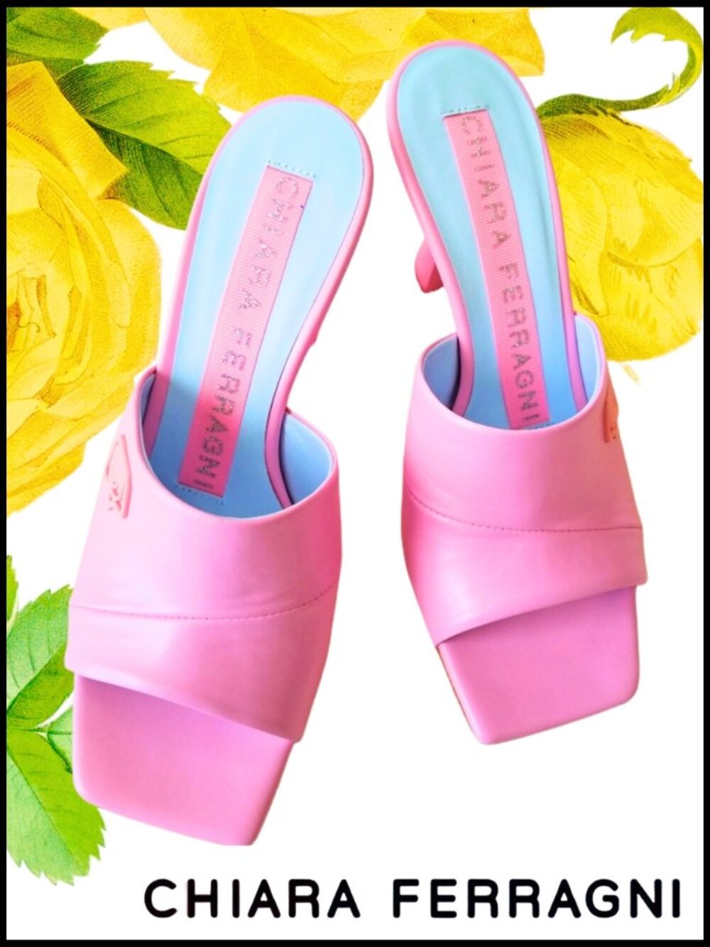 NWT Chiara Ferragni Square-Toed Leather Sandals